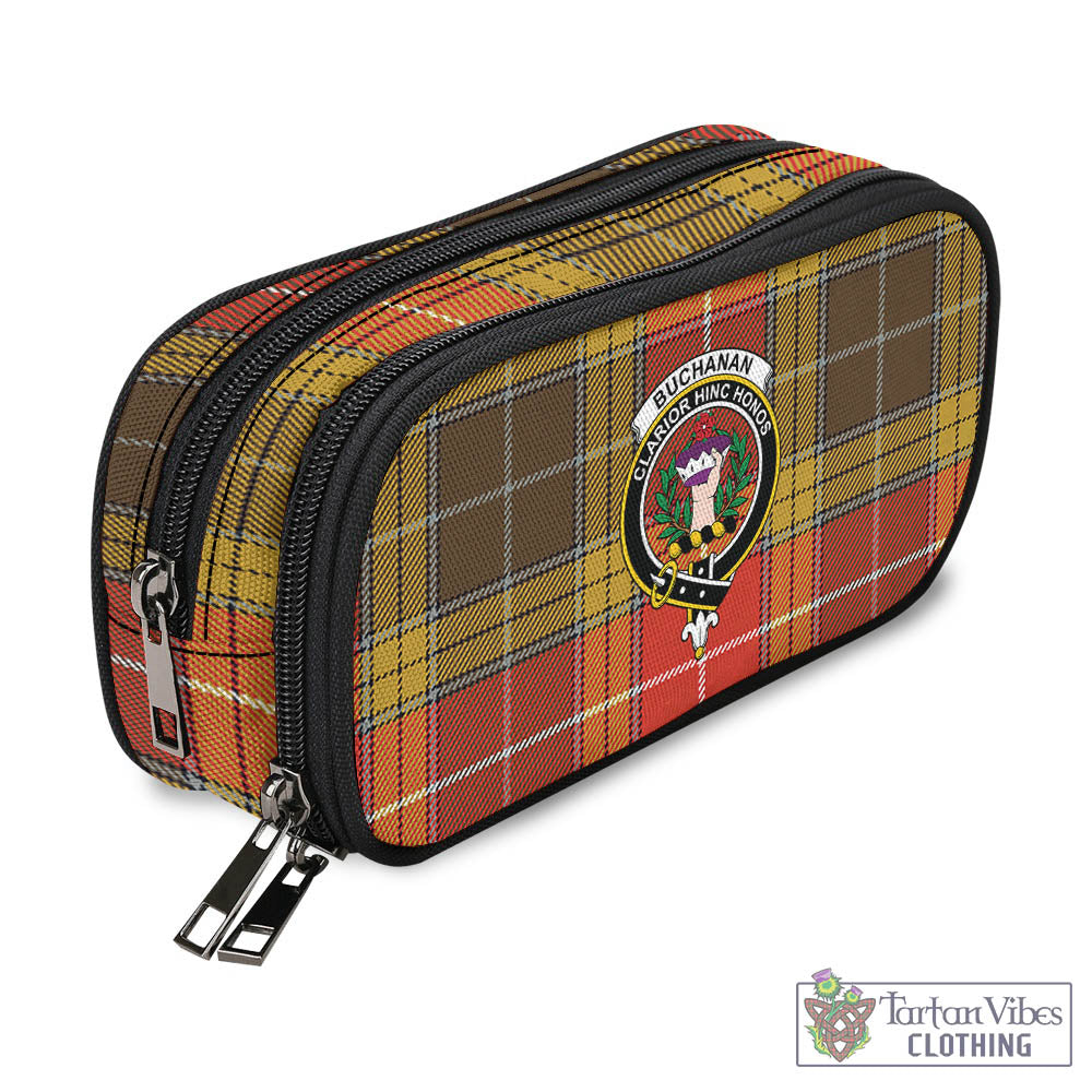 Tartan Vibes Clothing Buchanan Old Set Weathered Tartan Pen and Pencil Case with Family Crest