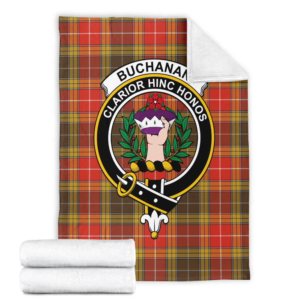 Buchanan Old Set Weathered Tartan Blanket with Family Crest - Tartan Vibes Clothing