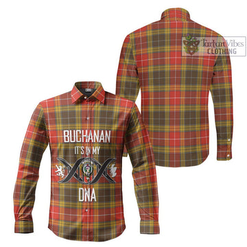 Buchanan Old Set Weathered Tartan Long Sleeve Button Shirt with Family Crest DNA In Me Style