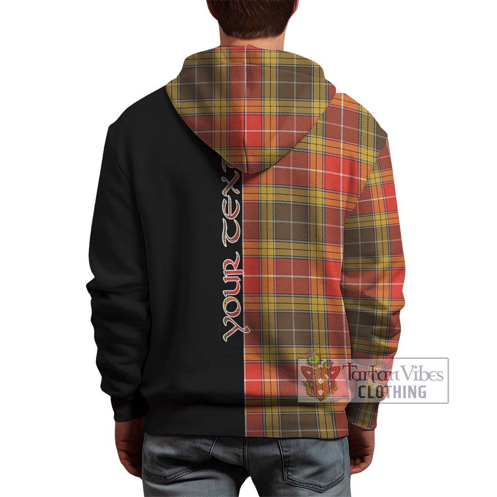 Buchanan Old Set Weathered Tartan Hoodie with Family Crest and Half Of Me Style - Tartanvibesclothing Shop