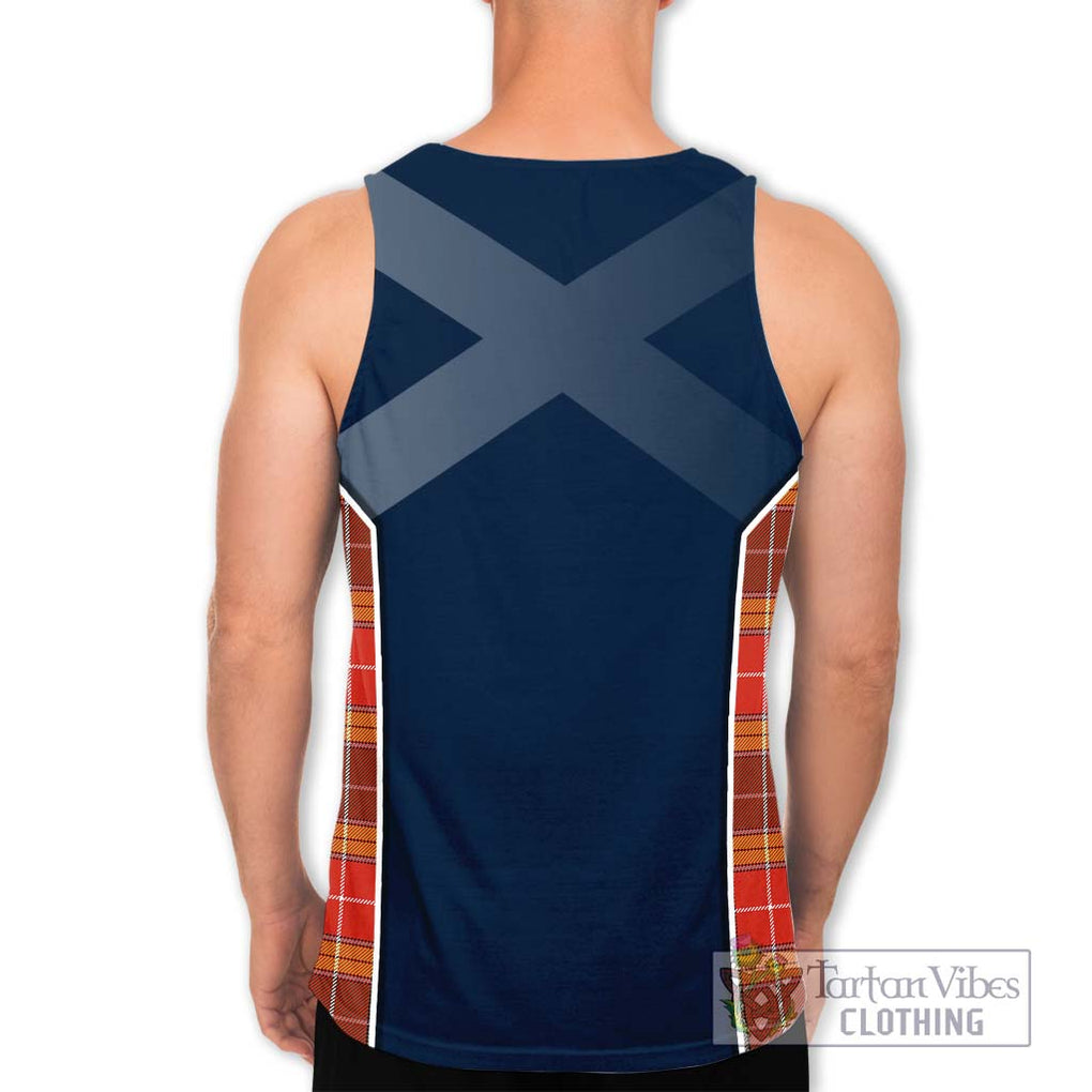 Buchanan Old Set Weathered Tartan Men's Tank Top with Family Crest and Lion Rampant Vibes Sport Style - Tartan Vibes Clothing