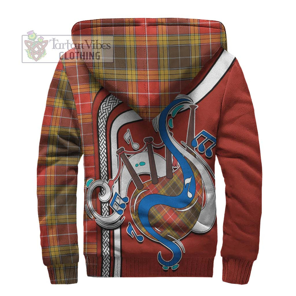 Buchanan Old Set Weathered Tartan Sherpa Hoodie with Epic Bagpipe Style - Tartanvibesclothing Shop