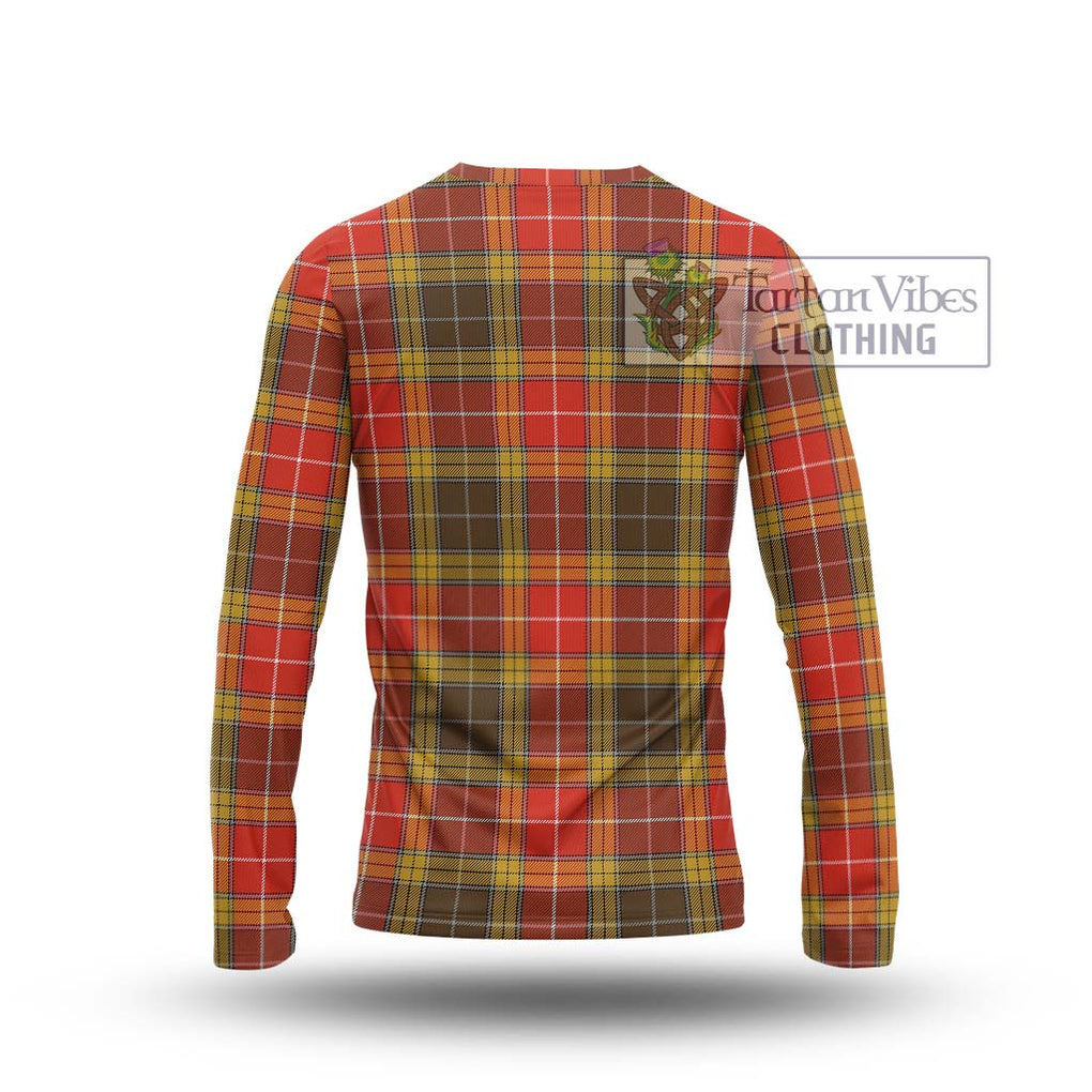 Buchanan Old Set Weathered Tartan Long Sleeve T-Shirt with Family Crest DNA In Me Style - Tartanvibesclothing Shop