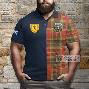 Buchanan Old Set Weathered Tartan Polo Shirt Alba with Scottish Lion Royal Arm Half Style