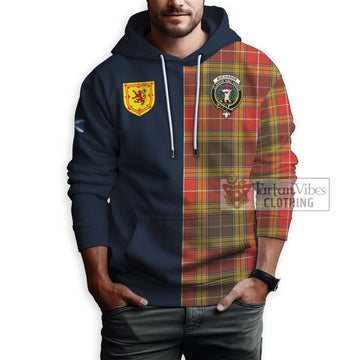 Buchanan Old Set Weathered Tartan Hoodie Alba with Scottish Lion Royal Arm Half Style