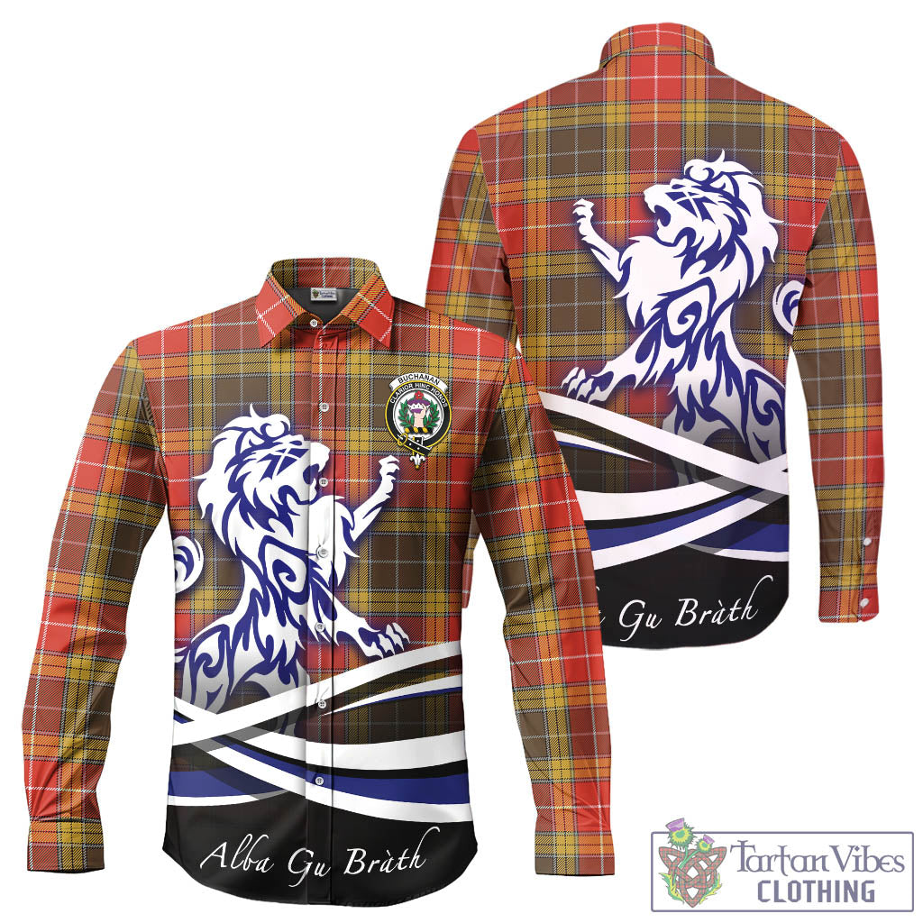 buchanan-old-set-weathered-tartan-long-sleeve-button-up-shirt-with-alba-gu-brath-regal-lion-emblem