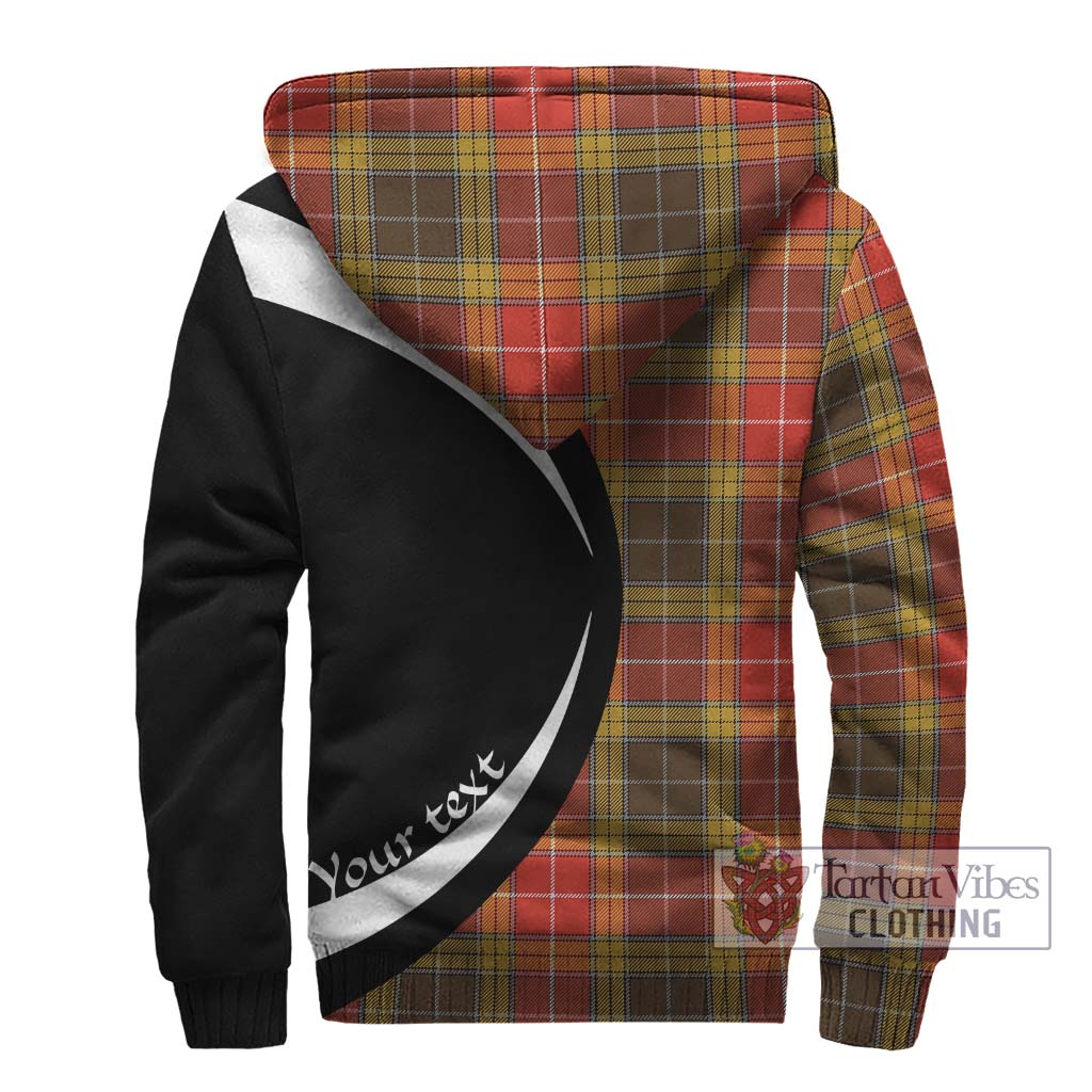 Buchanan Old Set Weathered Tartan Sherpa Hoodie with Family Crest Circle Style - Tartan Vibes Clothing