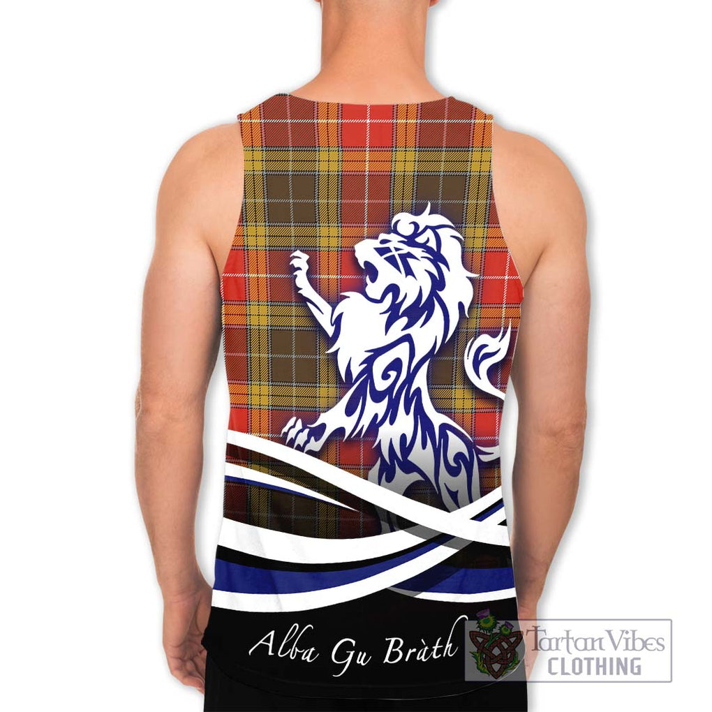 Buchanan Old Set Weathered Tartan Men's Tank Top with Alba Gu Brath Regal Lion Emblem - Tartanvibesclothing Shop