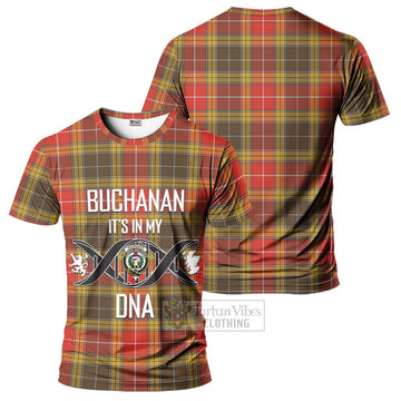 Buchanan Old Set Weathered Tartan T-Shirt with Family Crest DNA In Me Style