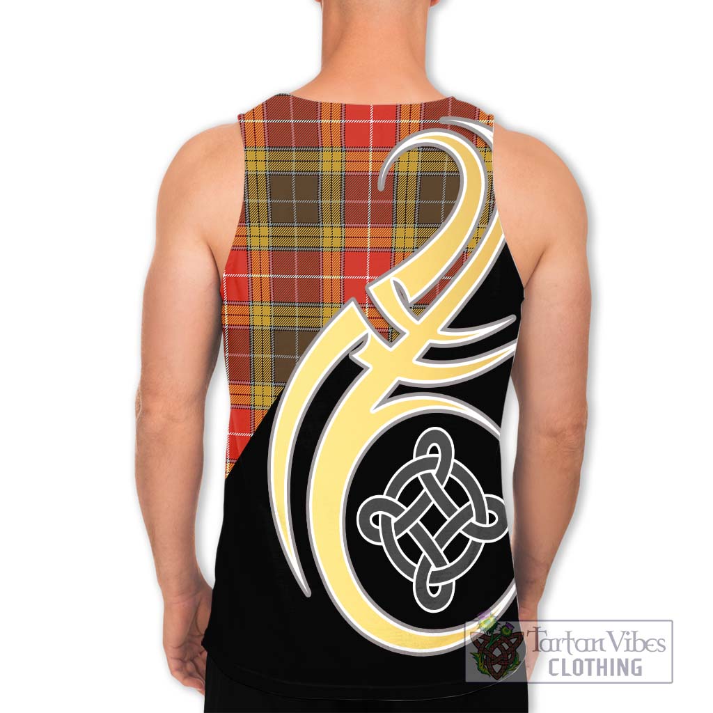 Buchanan Old Set Weathered Tartan Men's Tank Top with Family Crest and Celtic Symbol Style - Tartan Vibes Clothing