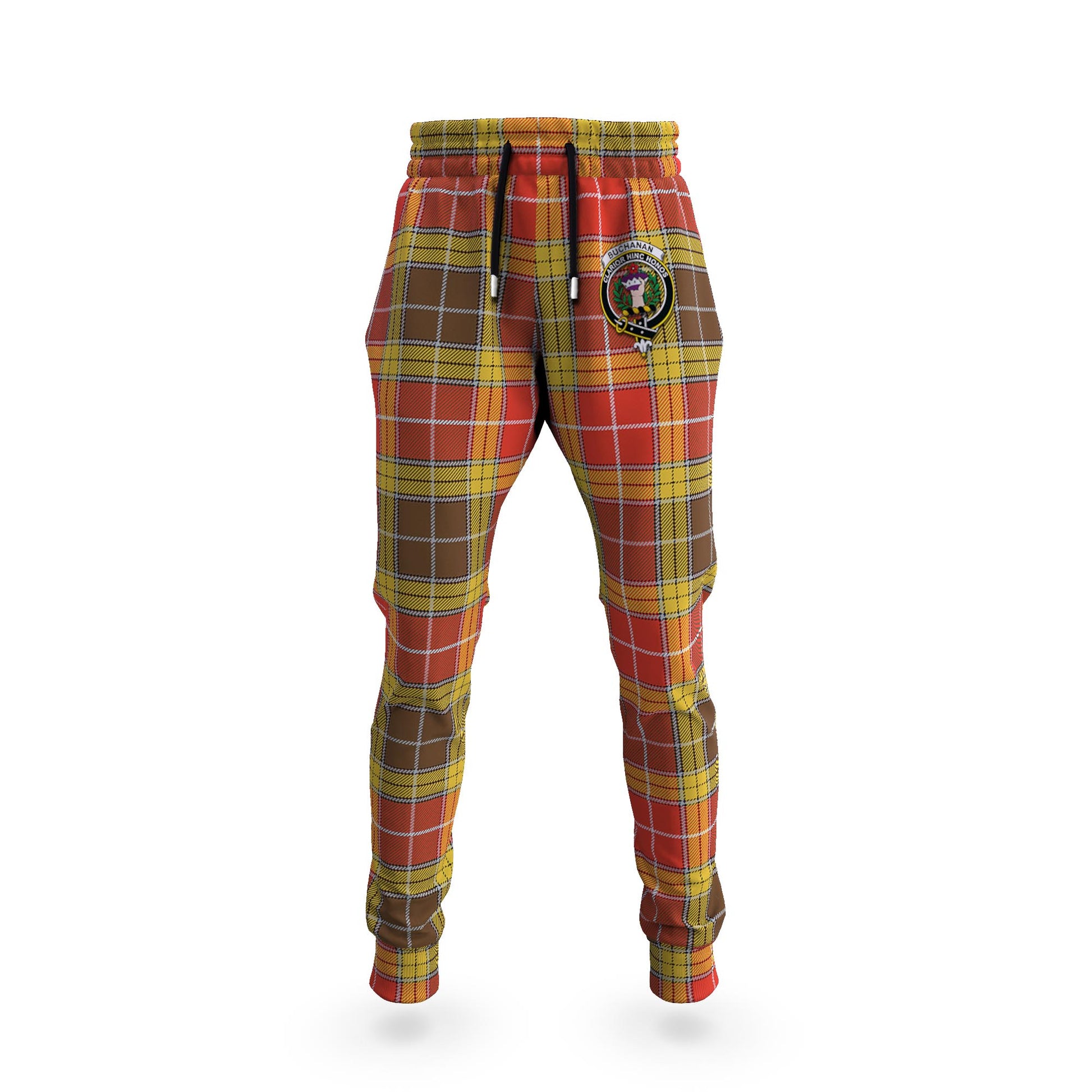 Buchanan Old Set Weathered Tartan Joggers Pants with Family Crest 5XL - Tartan Vibes Clothing