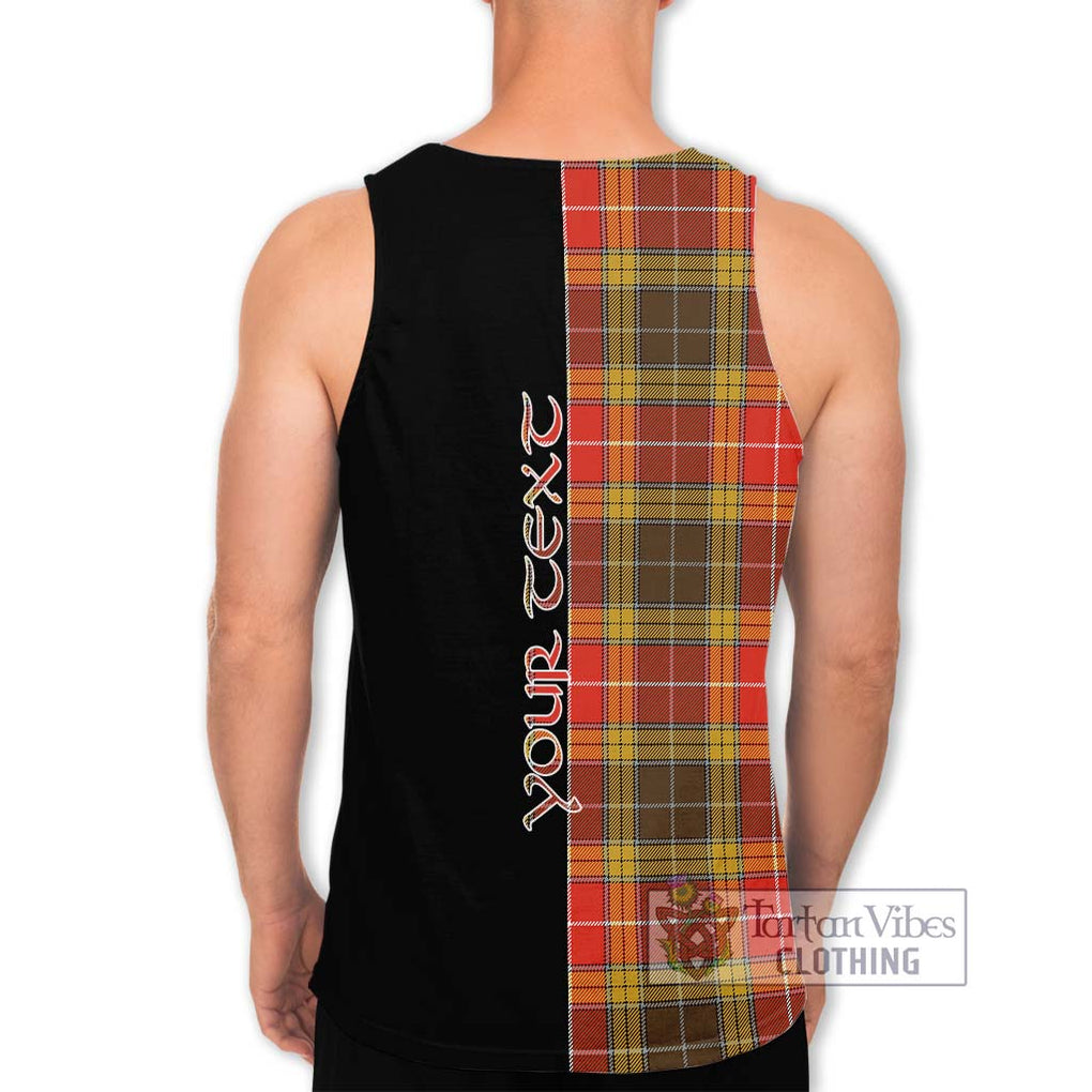 Buchanan Old Set Weathered Tartan Men's Tank Top with Family Crest and Half Of Me Style - Tartanvibesclothing Shop