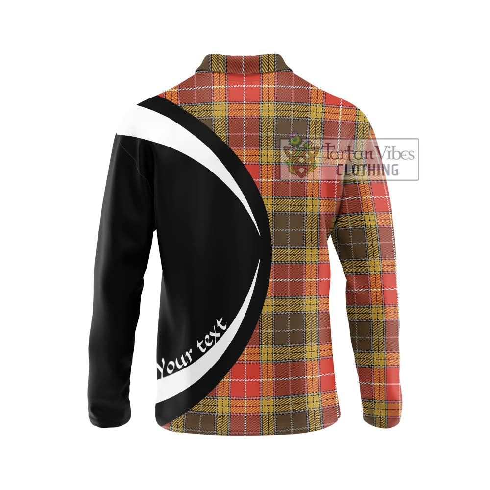 Buchanan Old Set Weathered Tartan Long Sleeve Polo Shirt with Family Crest Circle Style - Tartan Vibes Clothing