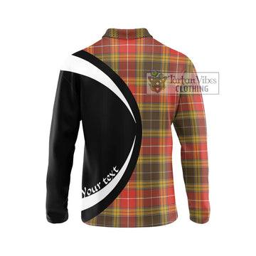 Buchanan Old Set Weathered Tartan Long Sleeve Polo Shirt with Family Crest Circle Style