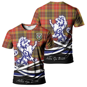 Buchanan Old Set Weathered Tartan T-Shirt with Alba Gu Brath Regal Lion Emblem