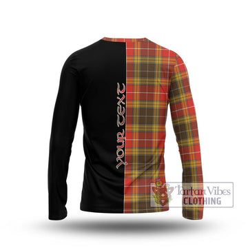 Buchanan Old Set Weathered Tartan Long Sleeve T-Shirt with Family Crest and Half Of Me Style