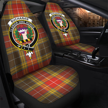 Buchanan Old Set Weathered Tartan Car Seat Cover with Family Crest