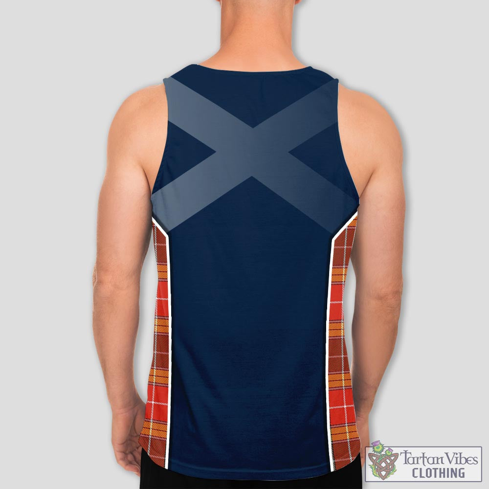 Tartan Vibes Clothing Buchanan Old Set Weathered Tartan Men's Tanks Top with Family Crest and Scottish Thistle Vibes Sport Style