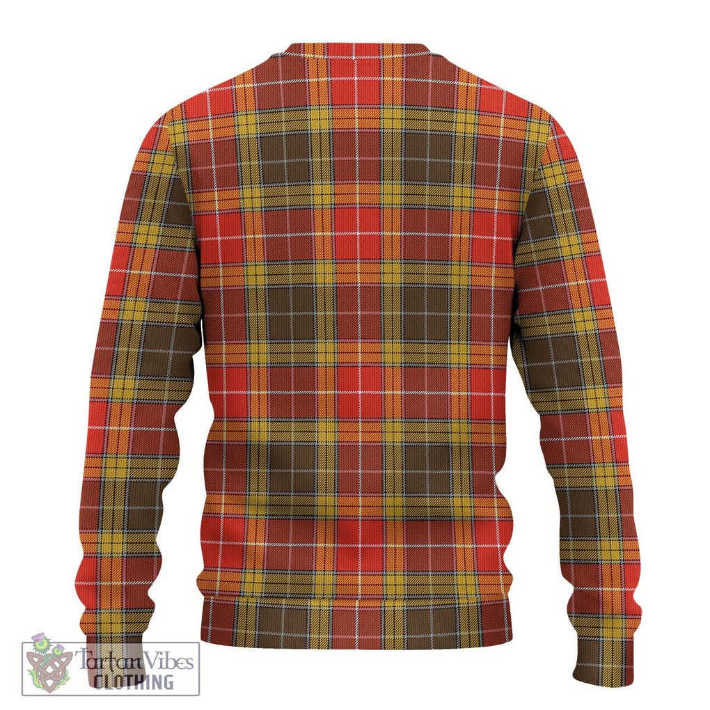 Buchanan Old Set Weathered Tartan Knitted Sweater with Family Crest DNA In Me Style - Tartanvibesclothing Shop