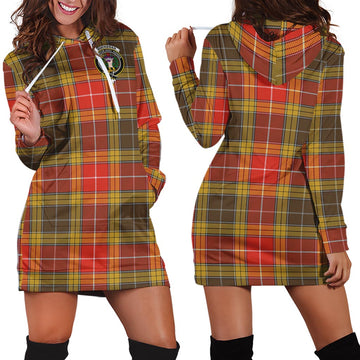 Buchanan Old Set Weathered Tartan Hoodie Dress with Family Crest