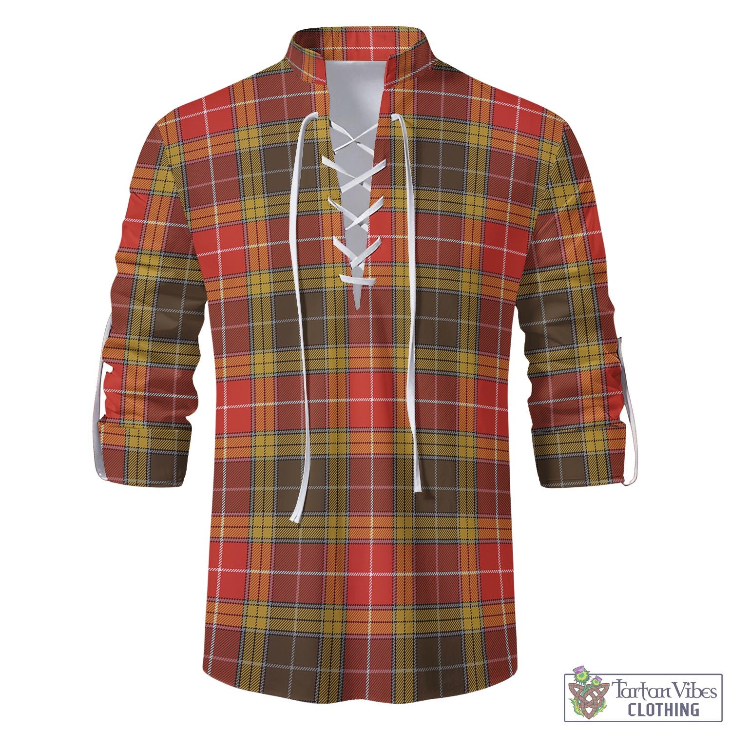 Tartan Vibes Clothing Buchanan Old Set Weathered Tartan Men's Scottish Traditional Jacobite Ghillie Kilt Shirt