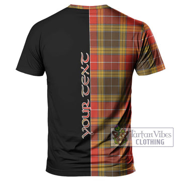 Buchanan Old Set Weathered Tartan T-Shirt with Family Crest and Half Of Me Style