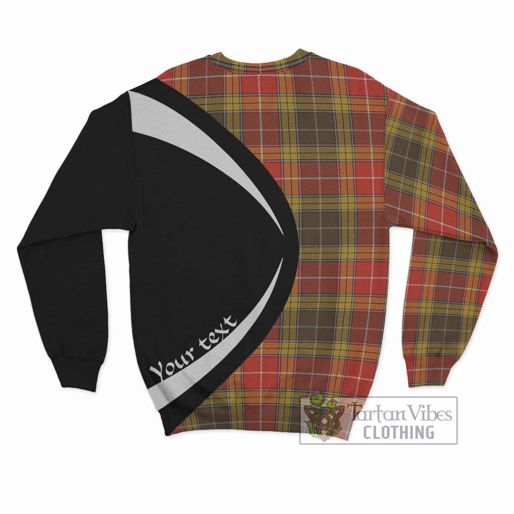 Buchanan Old Set Weathered Tartan Sweatshirt with Family Crest Circle Style - Tartan Vibes Clothing