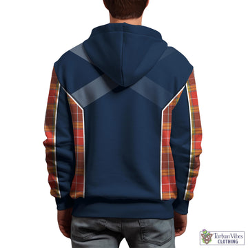 Buchanan Old Set Weathered Tartan Hoodie with Family Crest and Lion Rampant Vibes Sport Style