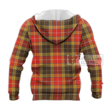 Buchanan Old Set Weathered Tartan Knitted Hoodie with Family Crest DNA In Me Style