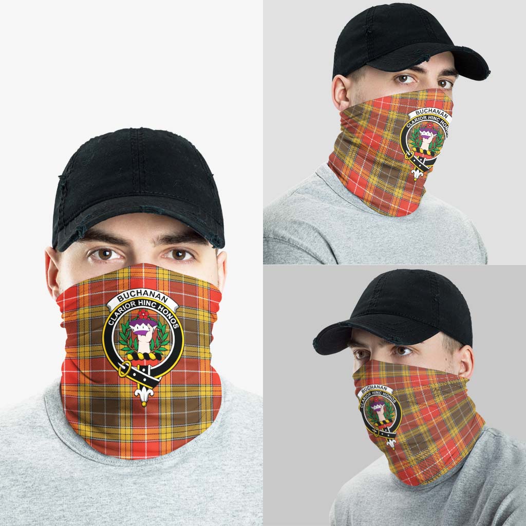 Buchanan Old Set Weathered Tartan Neck Gaiters, Tartan Bandanas, Tartan Head Band with Family Crest