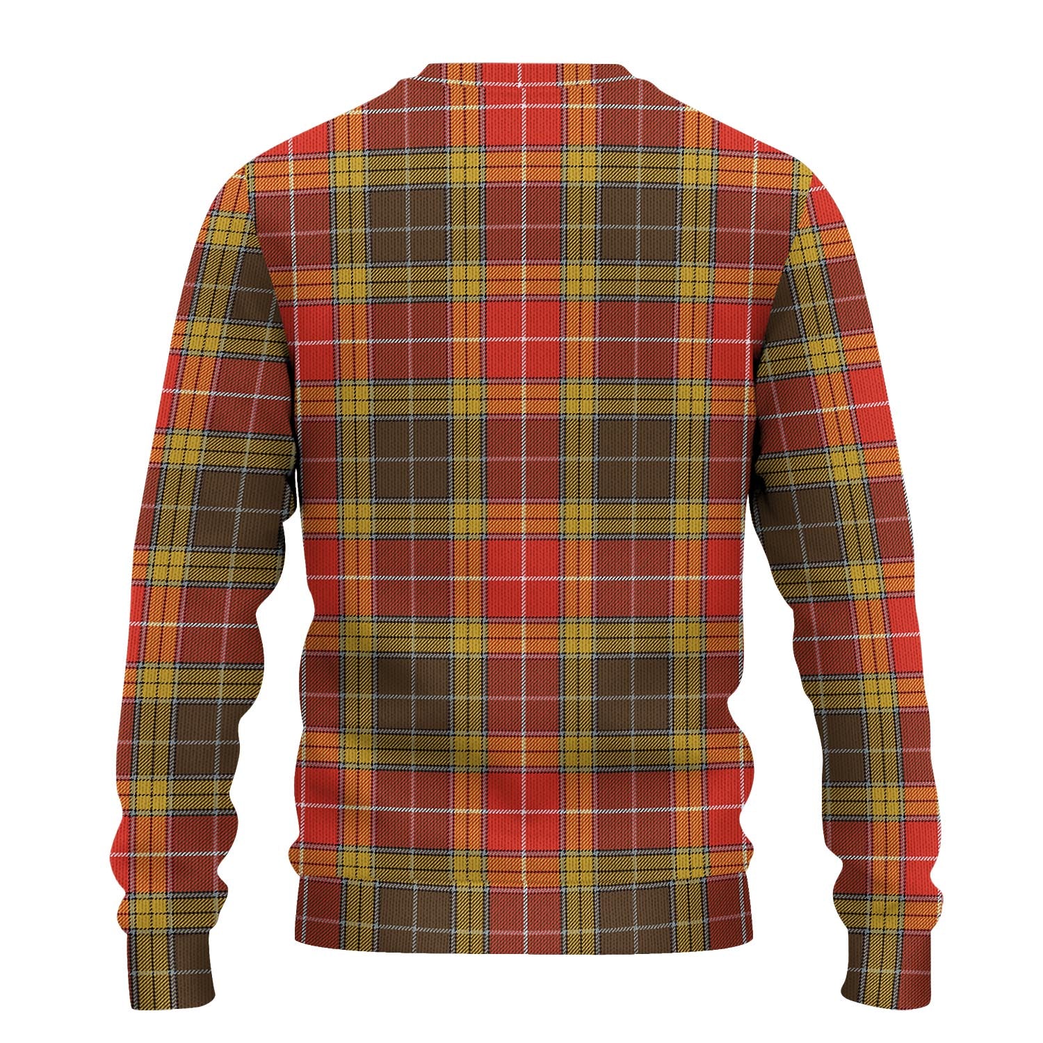 Buchanan Old Set Weathered Tartan Knitted Sweater with Family Crest - Tartanvibesclothing