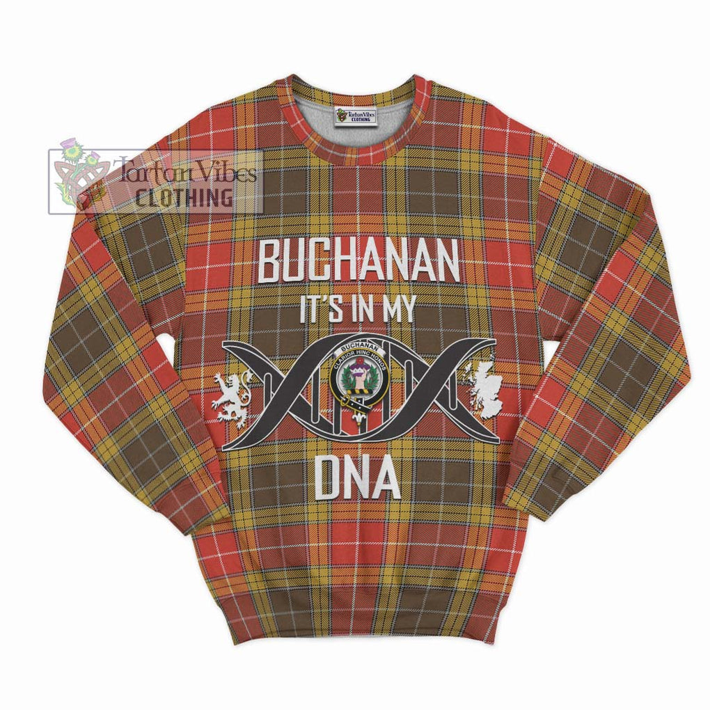 Buchanan Old Set Weathered Tartan Sweatshirt with Family Crest DNA In Me Style - Tartanvibesclothing Shop