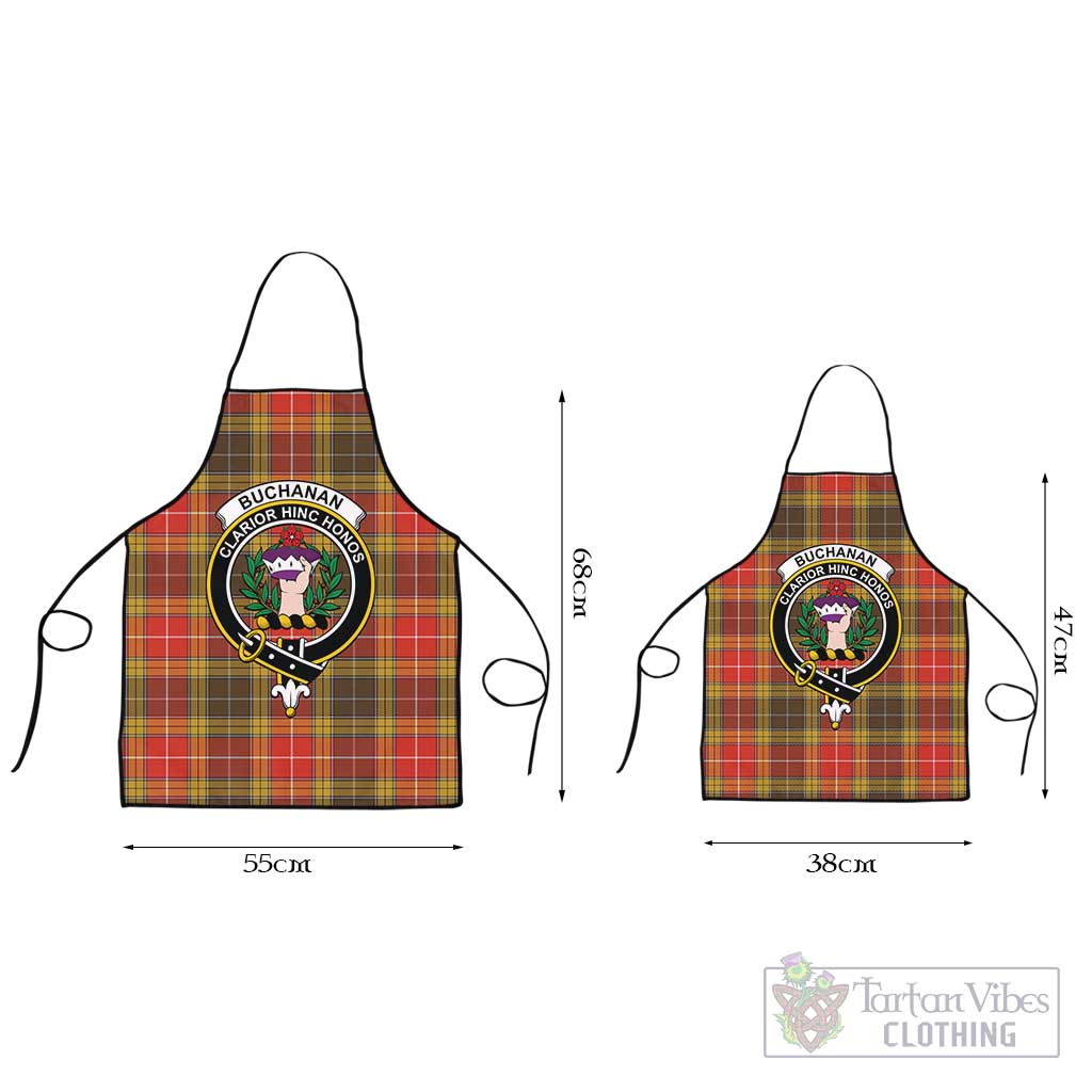 Buchanan Old Set Weathered Tartan Apron with Family Crest Black L 55x68 cm - Tartan Vibes Clothing