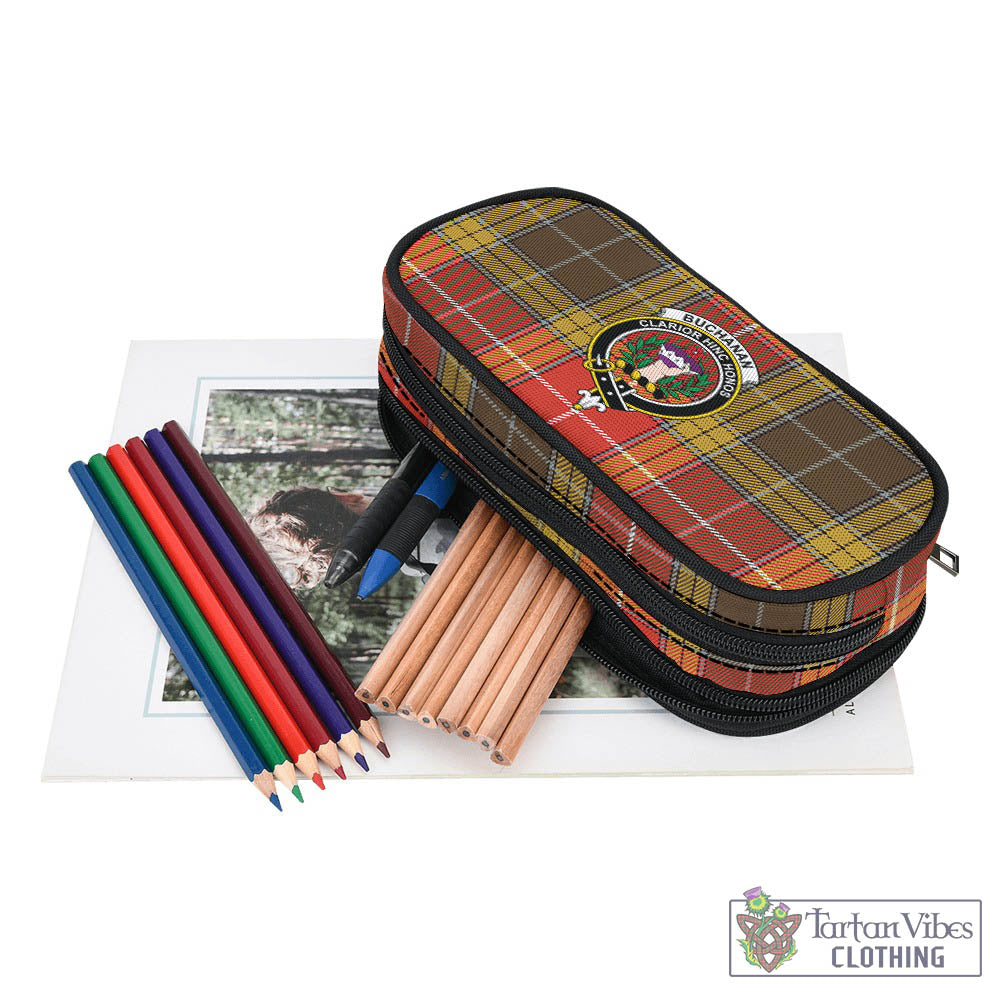 Tartan Vibes Clothing Buchanan Old Set Weathered Tartan Pen and Pencil Case with Family Crest