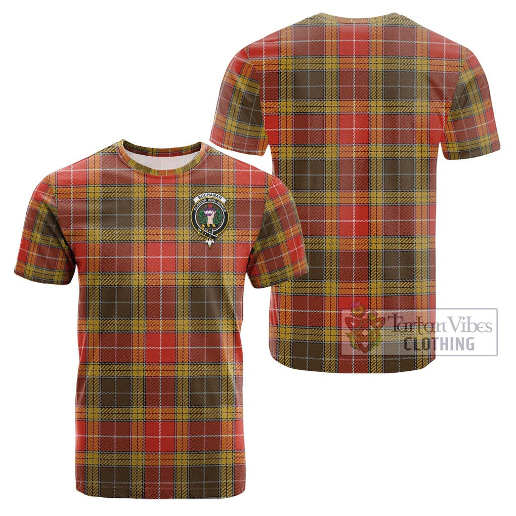 Buchanan Old Set Weathered Tartan Cotton T-Shirt with Family Crest Kid's Shirt - Tartanvibesclothing Shop