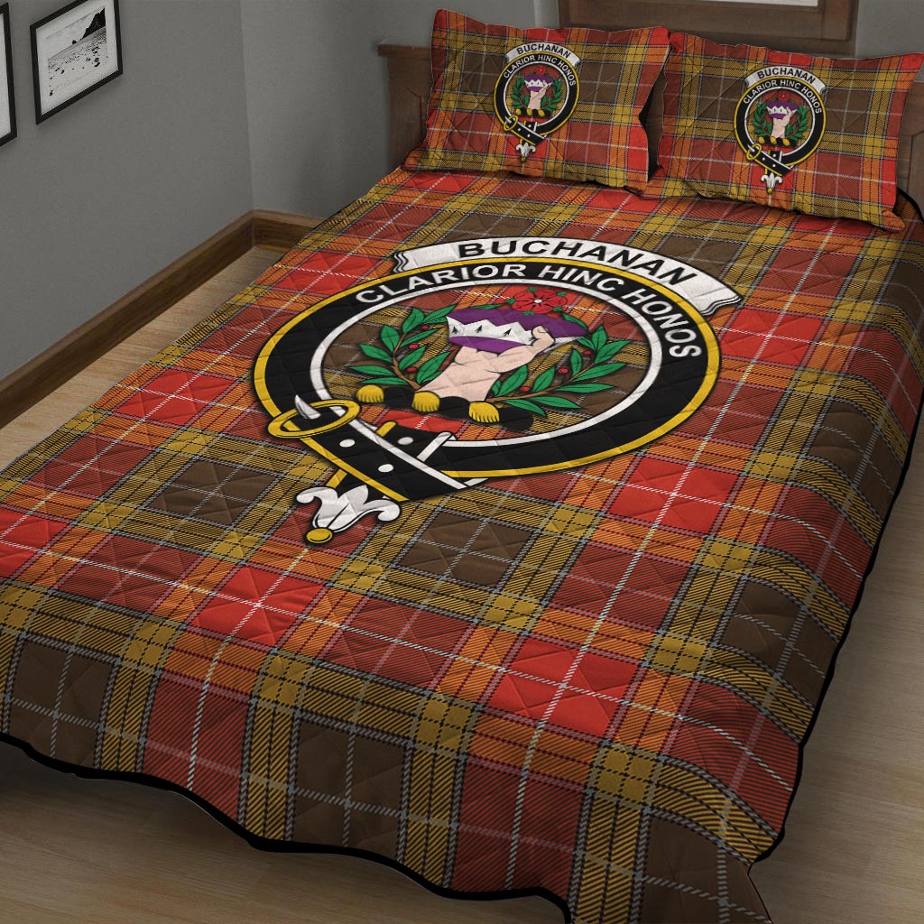 Buchanan Old Set Weathered Tartan Quilt Bed Set with Family Crest - Tartan Vibes Clothing