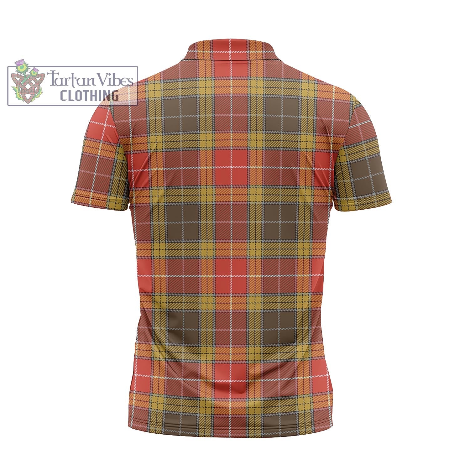 Tartan Vibes Clothing Buchanan Old Set Weathered Tartan Zipper Polo Shirt with Family Crest