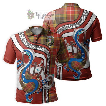 Buchanan Old Set Weathered Tartan Polo Shirt with Epic Bagpipe Style