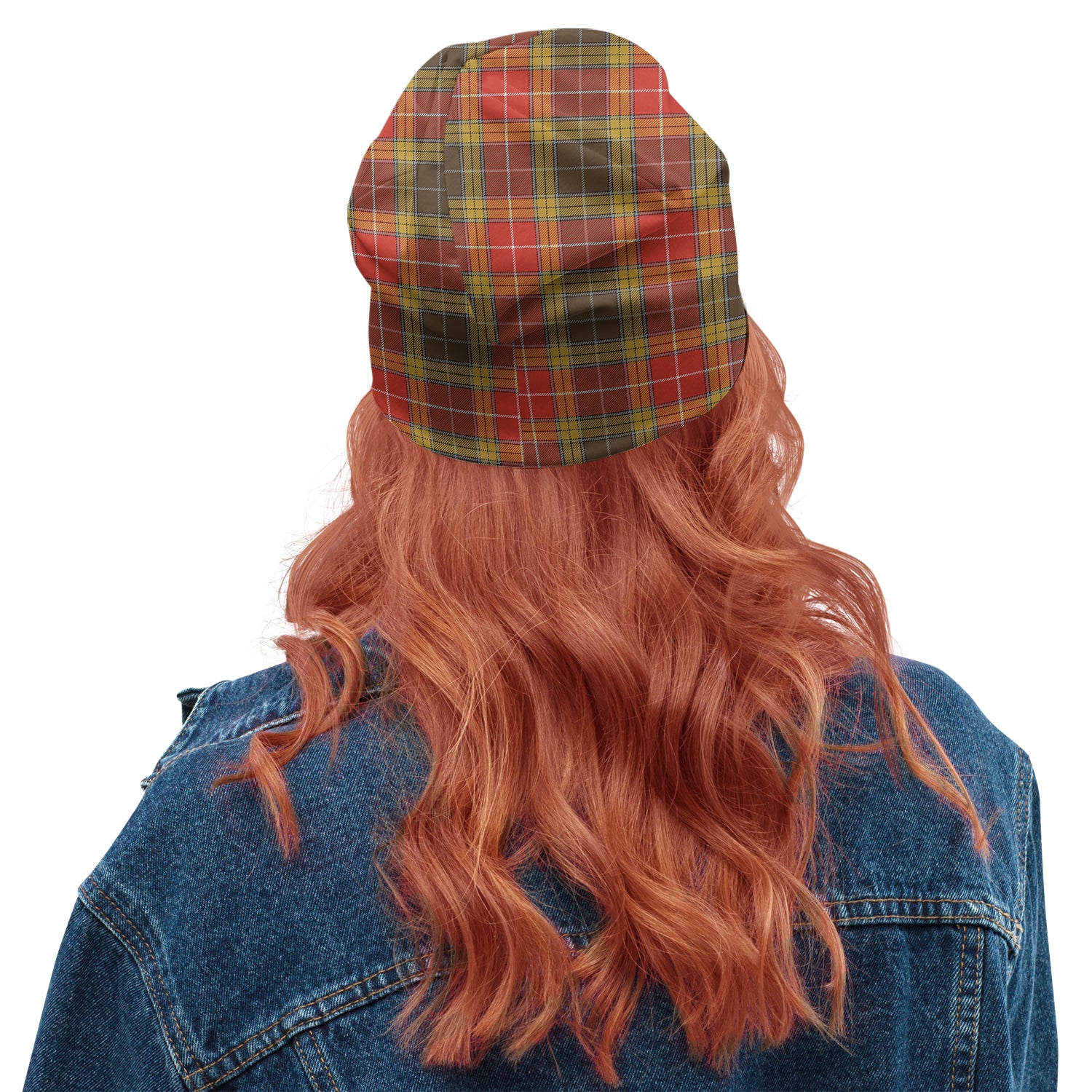 Buchanan Old Set Weathered Tartan Beanies Hat with Family Crest - Tartan Vibes Clothing