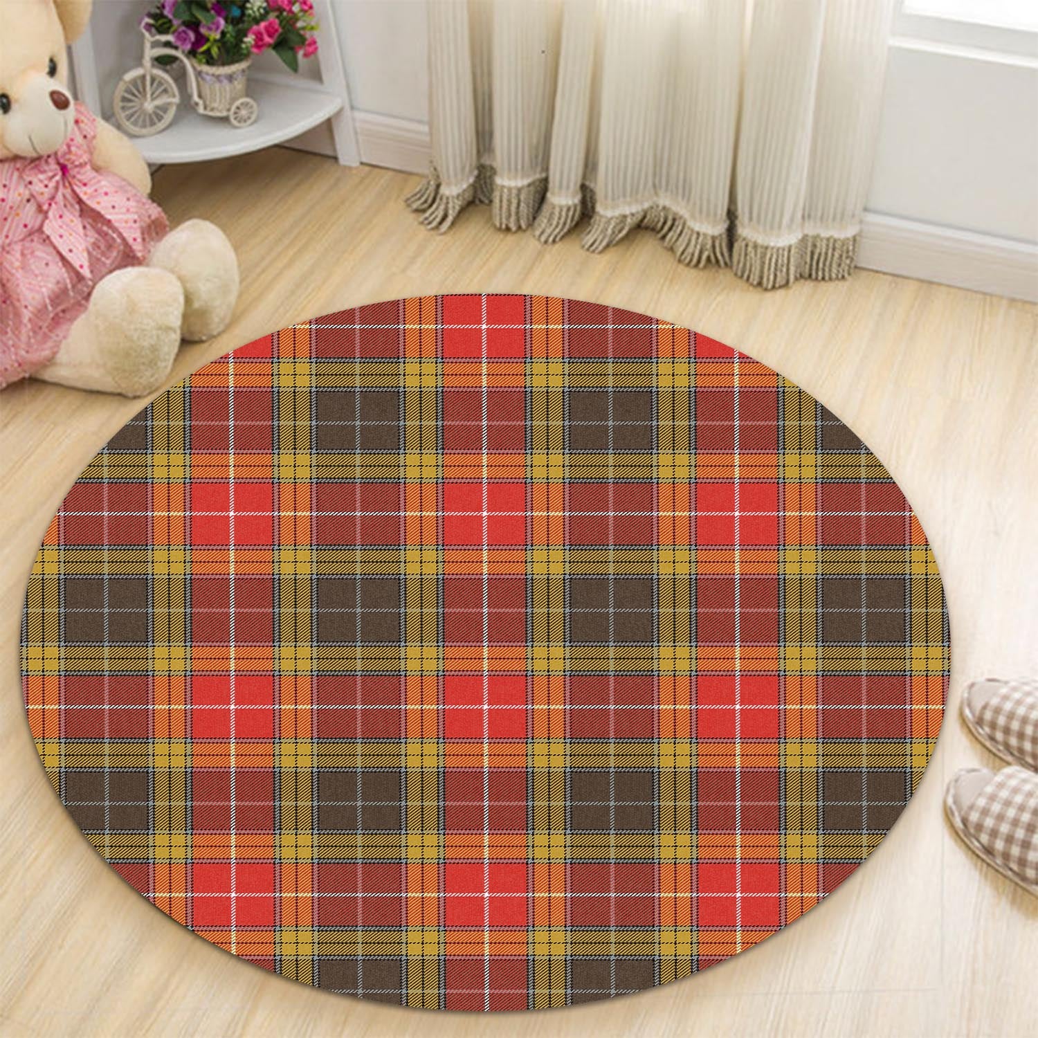 Buchanan Old Set Weathered Tartan Round Rug - Tartanvibesclothing