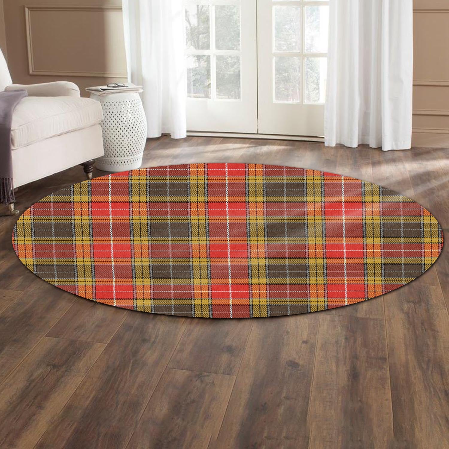 Buchanan Old Set Weathered Tartan Round Rug - Tartanvibesclothing