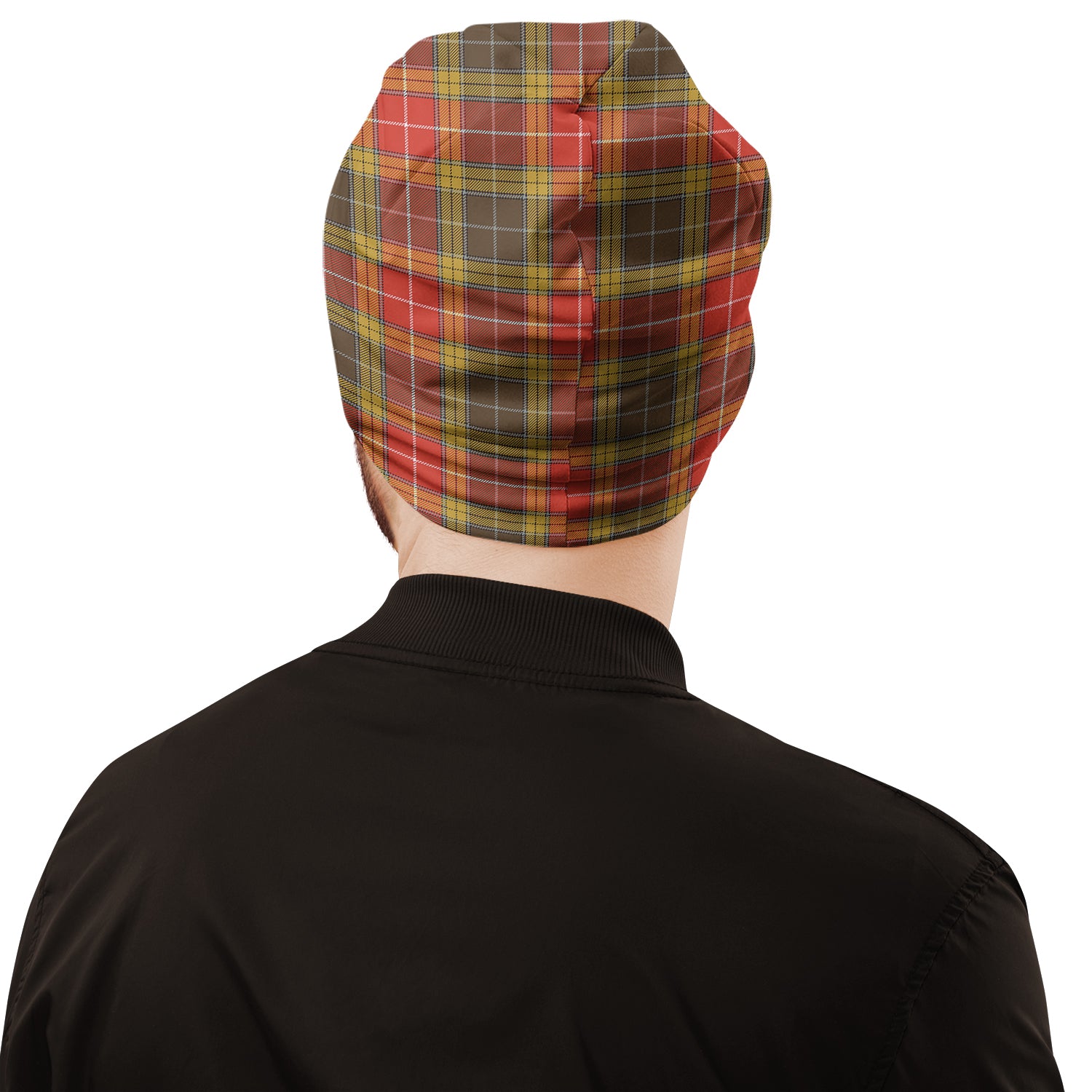 Buchanan Old Set Weathered Tartan Beanies Hat with Family Crest - Tartan Vibes Clothing