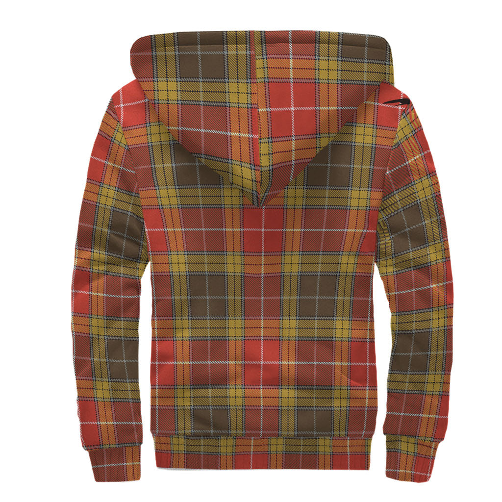 Buchanan Old Set Weathered Tartan Sherpa Hoodie with Family Crest - Tartanvibesclothing