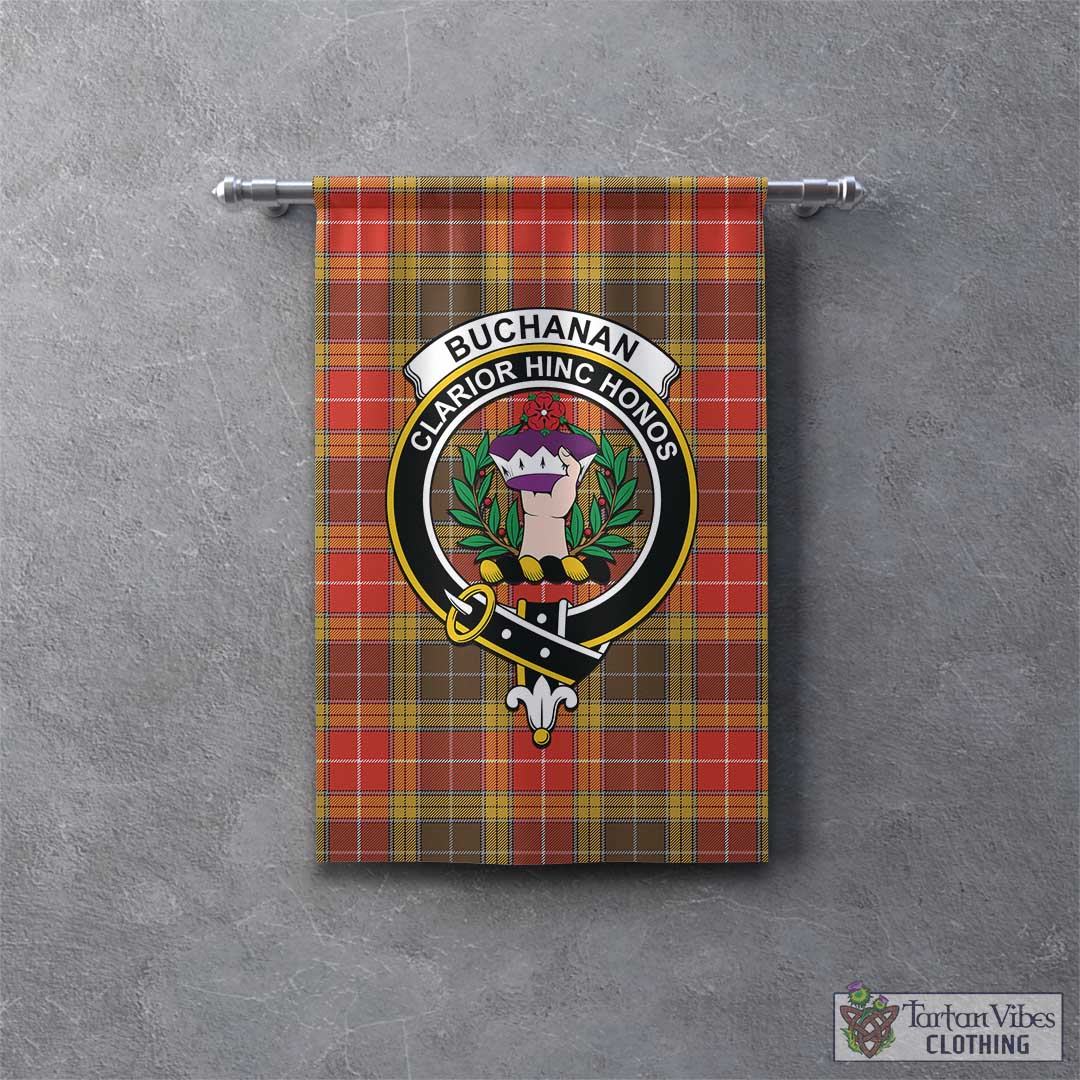 Tartan Vibes Clothing Buchanan Old Set Weathered Tartan Gonfalon, Tartan Banner with Family Crest