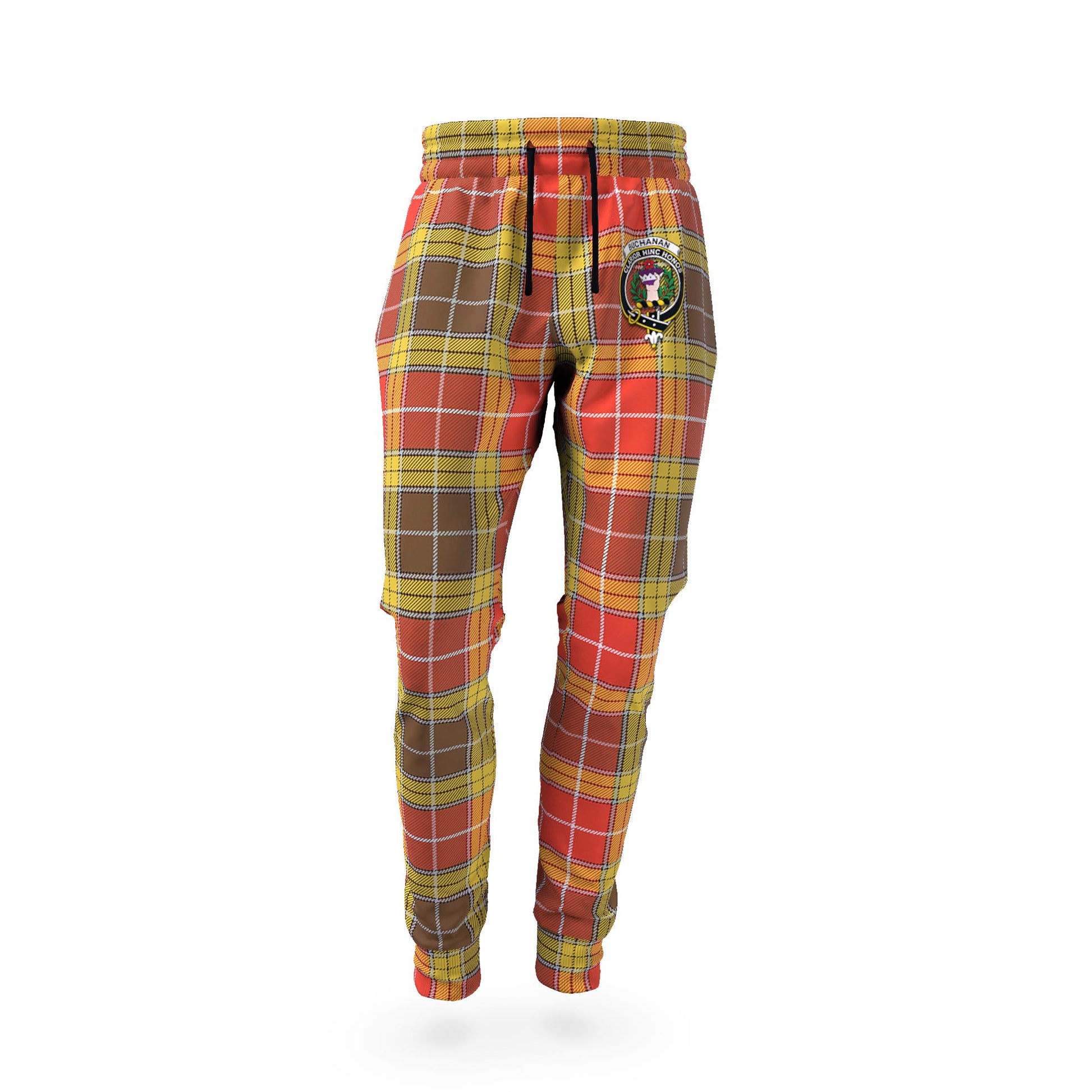 Buchanan Old Set Weathered Tartan Joggers Pants with Family Crest - Tartan Vibes Clothing