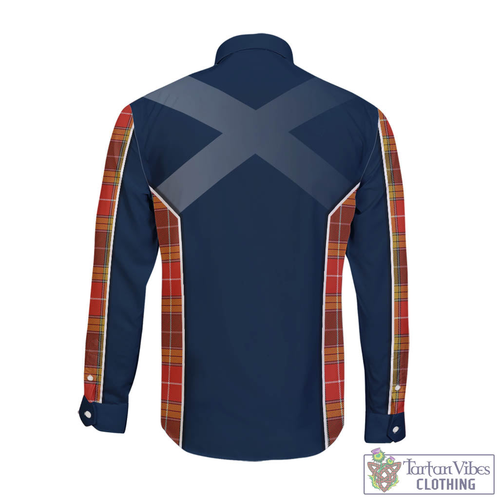 Tartan Vibes Clothing Buchanan Old Set Weathered Tartan Long Sleeve Button Up Shirt with Family Crest and Lion Rampant Vibes Sport Style