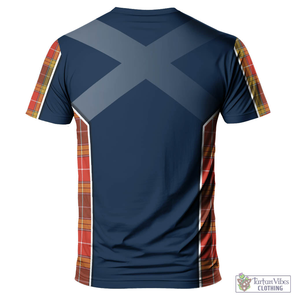 Tartan Vibes Clothing Buchanan Old Set Weathered Tartan T-Shirt with Family Crest and Lion Rampant Vibes Sport Style