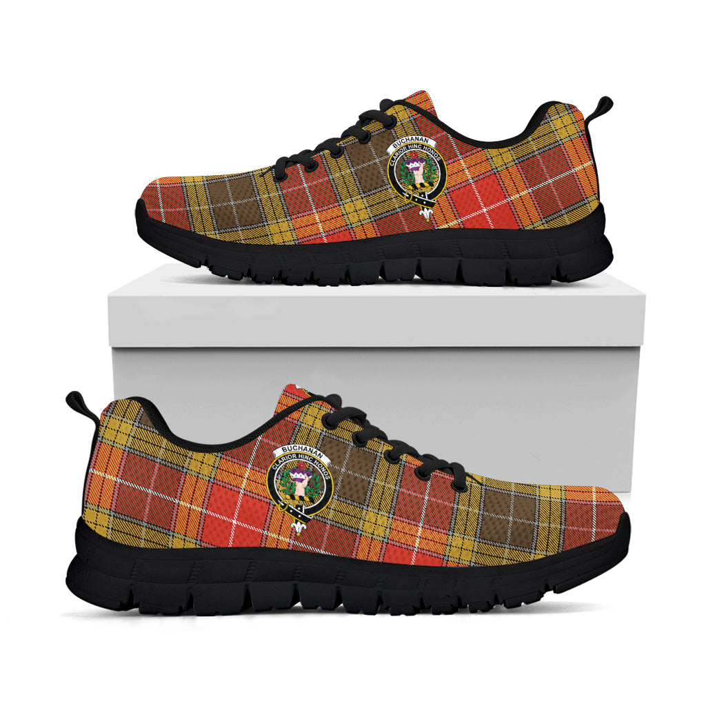 Buchanan Old Set Weathered Tartan Sneakers with Family Crest - Tartan Vibes Clothing