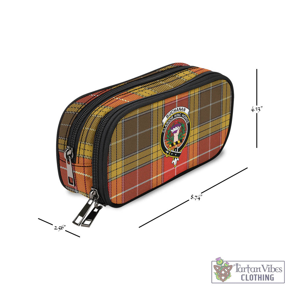 Tartan Vibes Clothing Buchanan Old Set Weathered Tartan Pen and Pencil Case with Family Crest