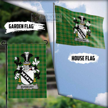 Bunbury Irish Clan Tartan Flag with Coat of Arms